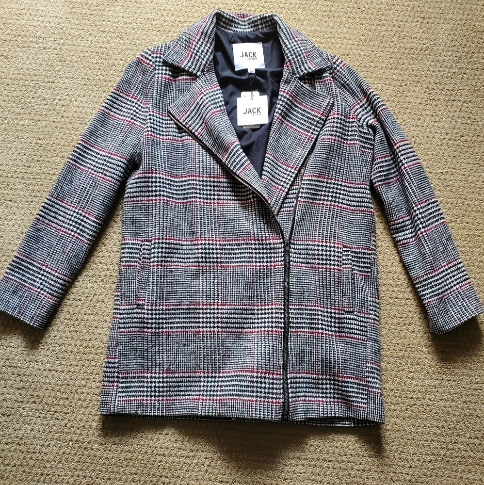 NWT Jack plaid blazer moto jacket